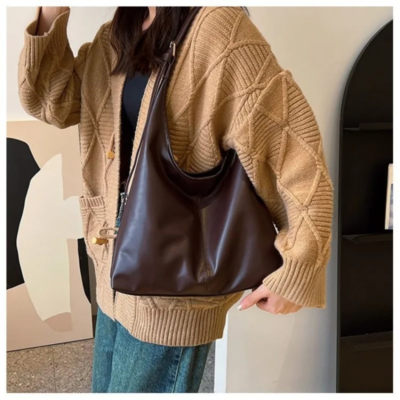 Leather Work Handbags - Borsa Hobo Vintage da Donna in