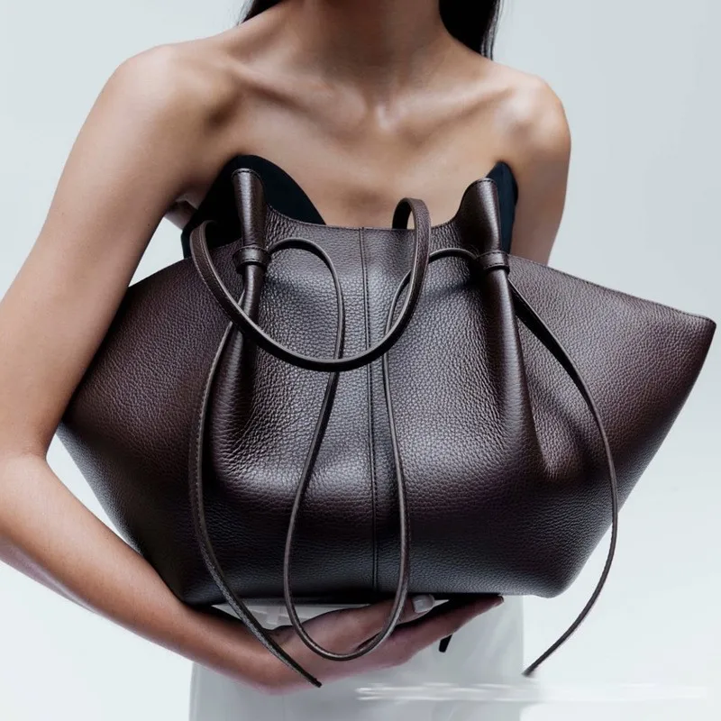 Leather Work Handbags - Borsa a Spalla in Pelle da