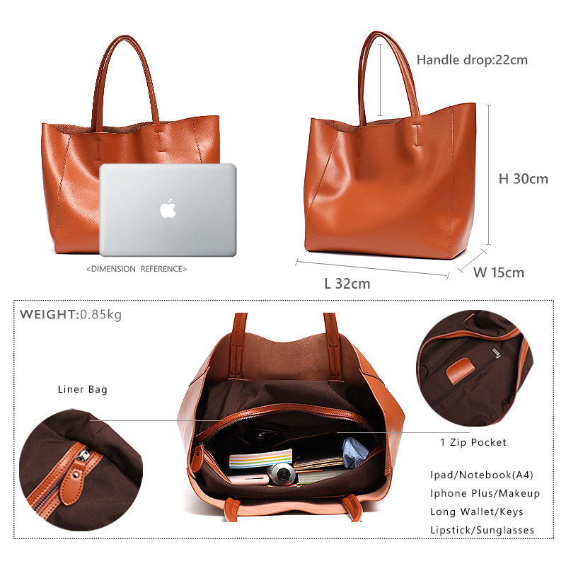 Borsa tote grande minimalista  - Leather Work Handbags recensione e prezzo